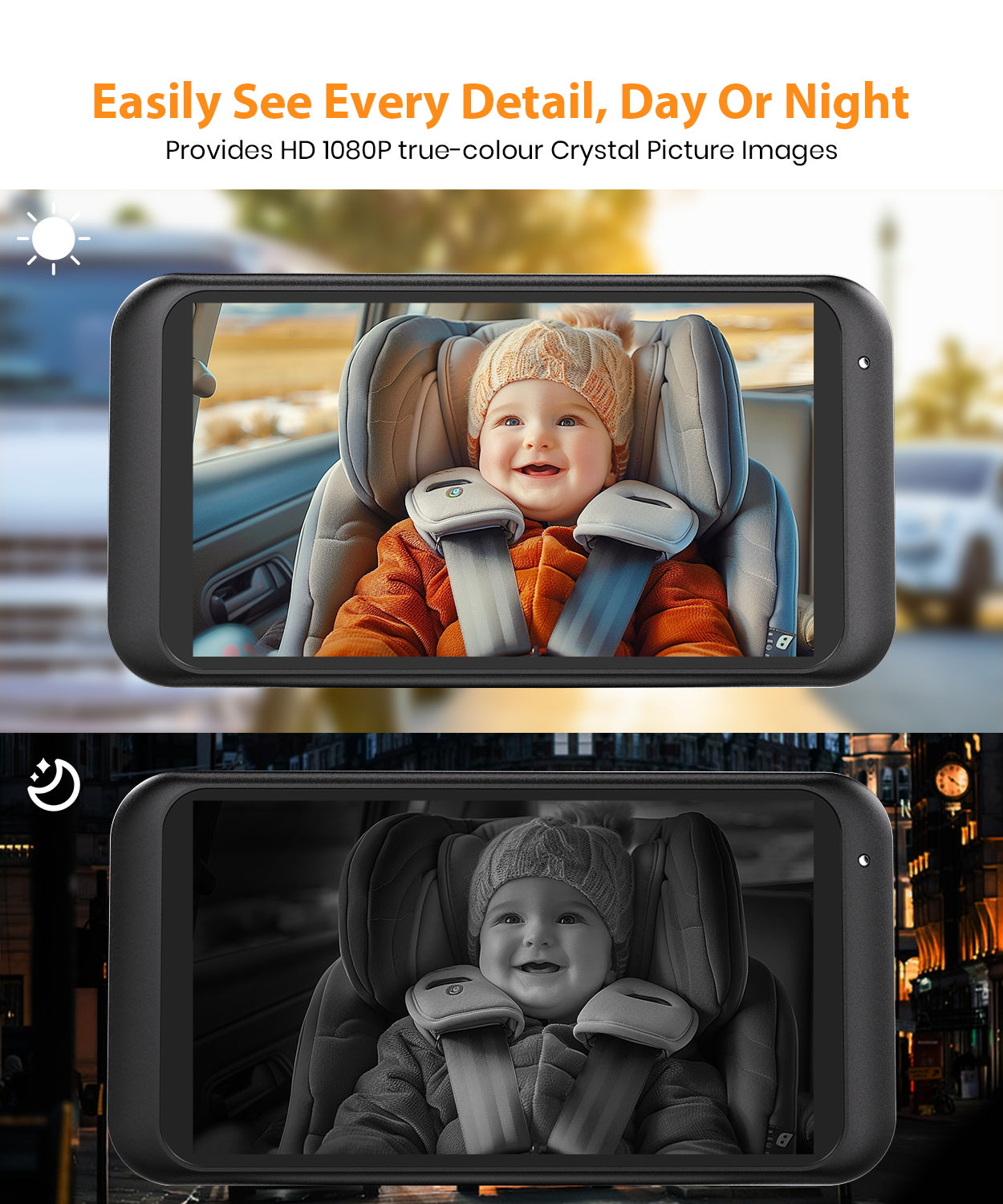 USB Car Camera for Baby : 4.5" Baby Car Camera with 1080P Crystal Clear Mirror View, Easy Installation Carseat Camera Rear Facing Kids, HD IR Night Vision Backseat Camera
