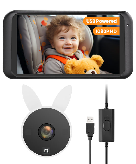 USB Car Camera for Baby : 4.5" Baby Car Camera with 1080P Crystal Clear Mirror View, Easy Installation Carseat Camera Rear Facing Kids, HD IR Night Vision Backseat Camera