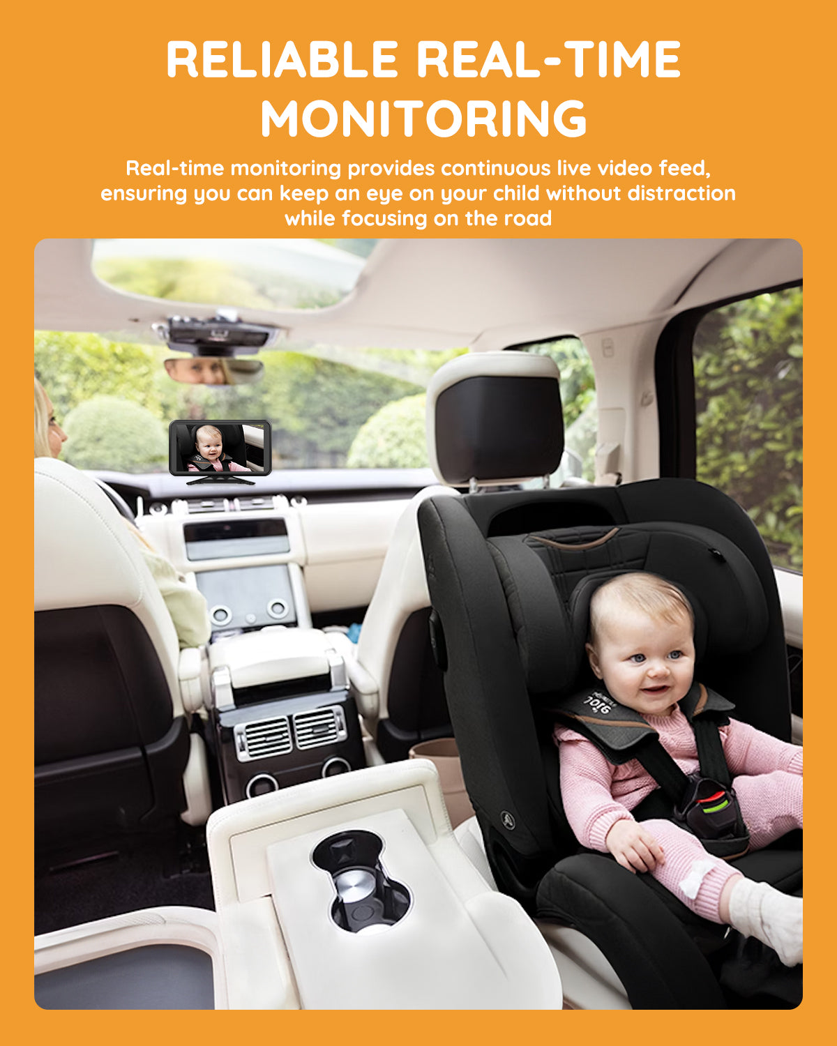 Baby Car Mirror Plug-Play, 4.5" 1080P HD Crystal Clear View Baby Car Camera with 3X Zoom, Safety 360 Rotation Rear Facing Car Seat for Baby, Baby Travel Essential